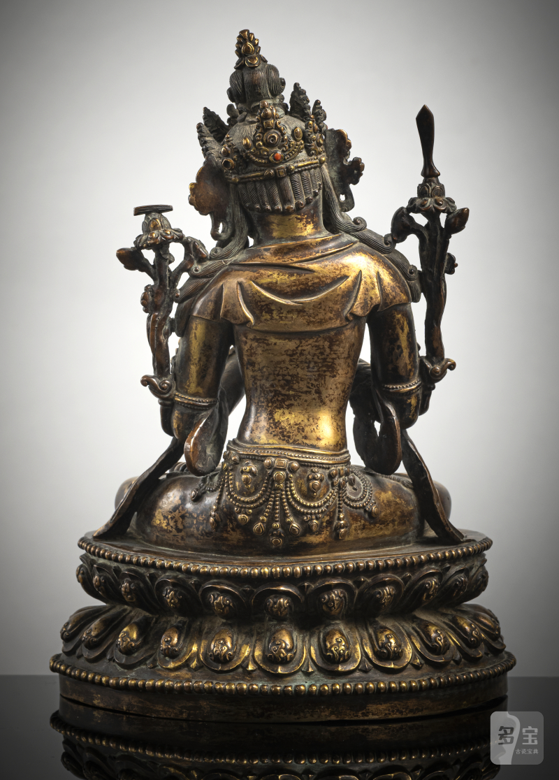 A GILT-BRONZE FIGURE OF MANJUSHRI - 图2